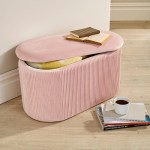 (Pink) Aurora Storage Bench with Box-Style Seat Ottoman